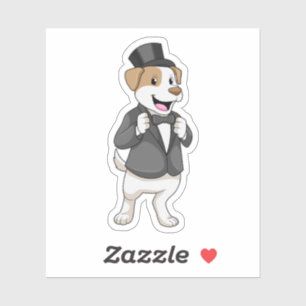 Pegatina Perro como novio con cinta