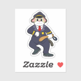 Pegatina Perro como oficial de policía con uniforme policia