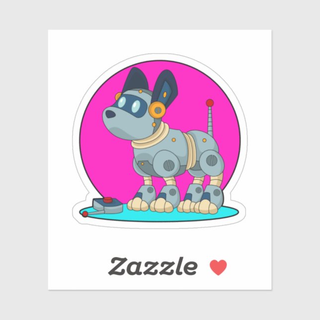 Pegatina Perro como robot (Hoja)