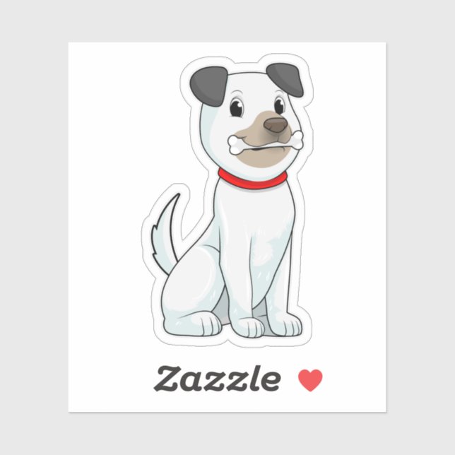 Pegatina Perro con hueso (Hoja)