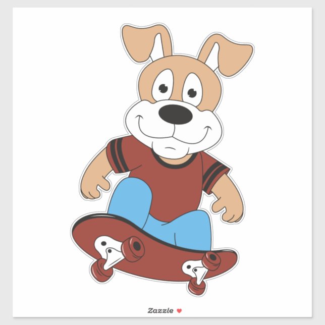 Pegatina perro con patineta Personalizado-Pegatina de Vinil (Hoja)