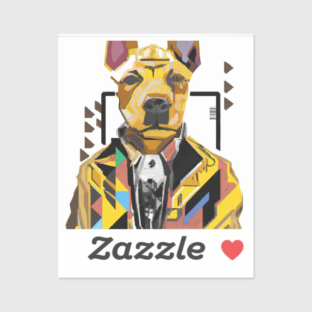 Pegatina Perro con traje: Arte digital (Hoja)