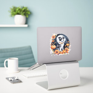 Pegatina Perro Cute Halloween Floral Moon Canine Lover