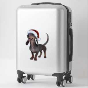Pegatina Perro Dachshund Sausage listo para vacaciones con 