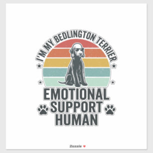 Pegatina Perro de apoyo emocional Bedlington Terrier Vintag