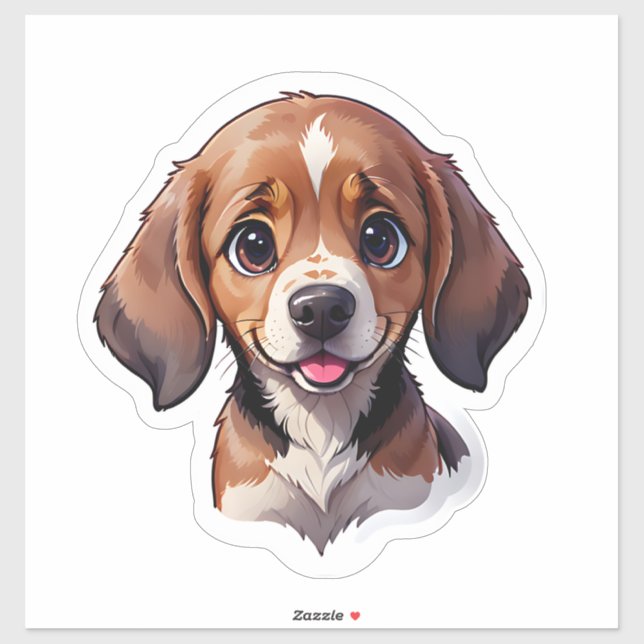 Pegatina Perro de cachorro de Beagle (Hoja)