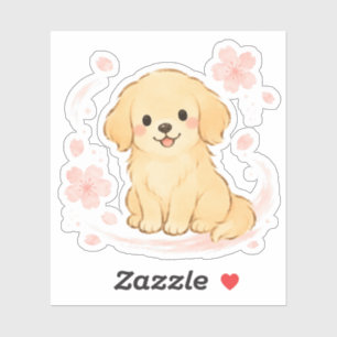 Pegatina Perro de Cepillo Japonés Sakura Retriever Dorado