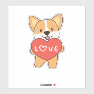 Pegatina Perro De Corgi Para Animales El día de San Valentí