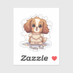 Pegatina Perro de correo feliz