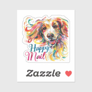 Pegatina Perro de correo feliz