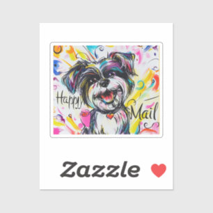 Pegatina Perro de correo feliz
