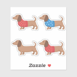 Pegatina Perro de Dachshund Wiener en un set de suéter de 4