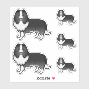 Pegatina Perro de dibujos animados Bi-Black Shetland Sheepd