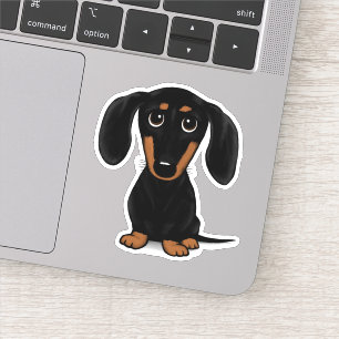 Pegatina Perro de dibujos animados de Cute Black y Tan Dach