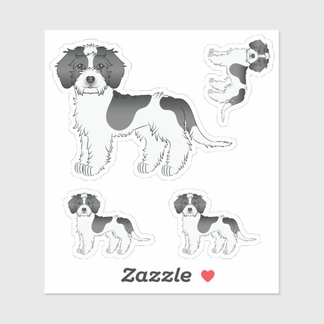 Pegatina Perro de dibujos animados Goldendoodle miniatura d (Hoja)