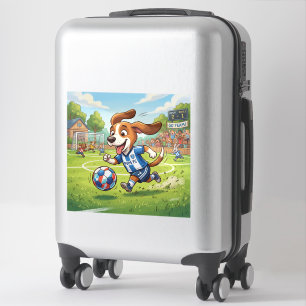 Pegatina Perro de dibujos animados jugando fútbol o fútbol 
