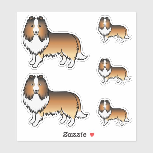 Pegatina Perro de dibujos animados Sable Shetland Sheepdog  (Hoja)