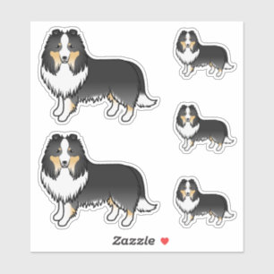 Pegatina Perro de dibujos animados Sheltie Shetland Tricolo