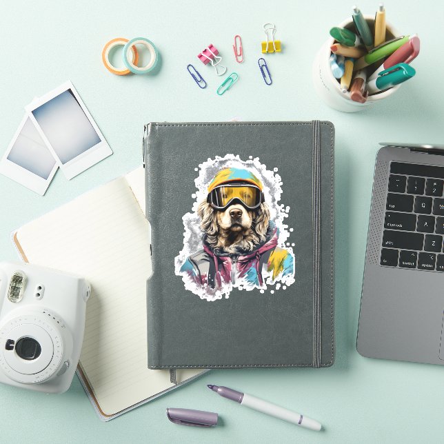 Pegatina Perro de esquí con gafas de esquí  6 (Funda para iPad)