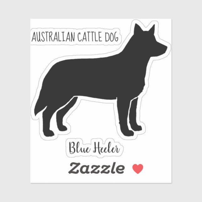 Pegatina Perro de ganado australiano Silhouette Blue Heeler (Hoja)