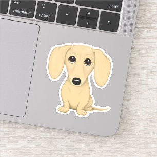 Pegatina Perro de la caricatura de Dachshund, crema de onda
