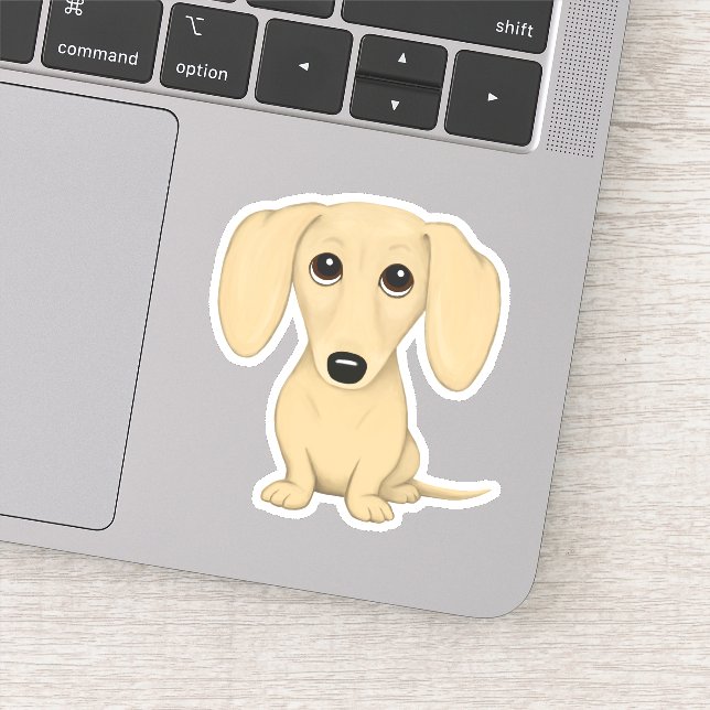 Pegatina Perro de la caricatura de Dachshund, crema de onda (Detalle)
