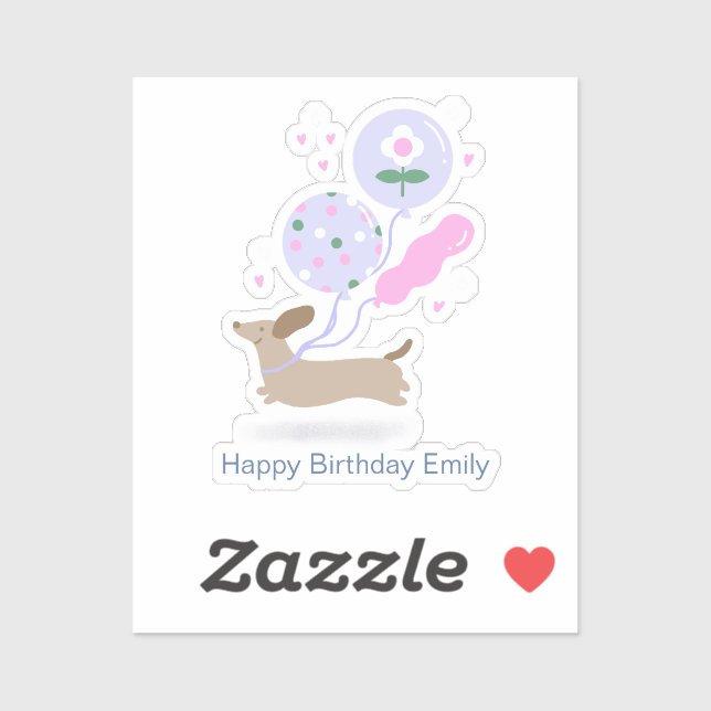 Pegatina Perro de la fiesta de cumpleaños de Dachshund pers (Hoja)