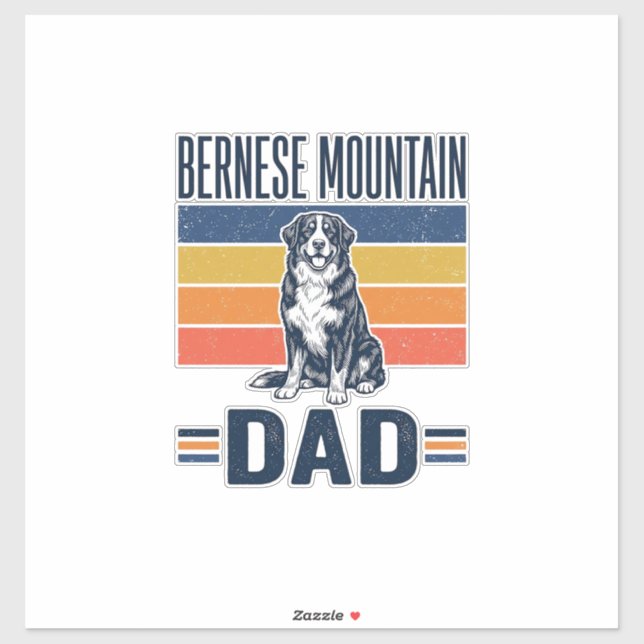 Pegatina Perro de montaña bernés Papá Diseño vectorial vint (Hoja)