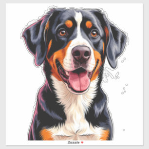 Pegatina Perro de montaña Entlebucher alegre