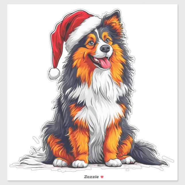 Pegatina Perro de Navidad Adorable (Hoja)