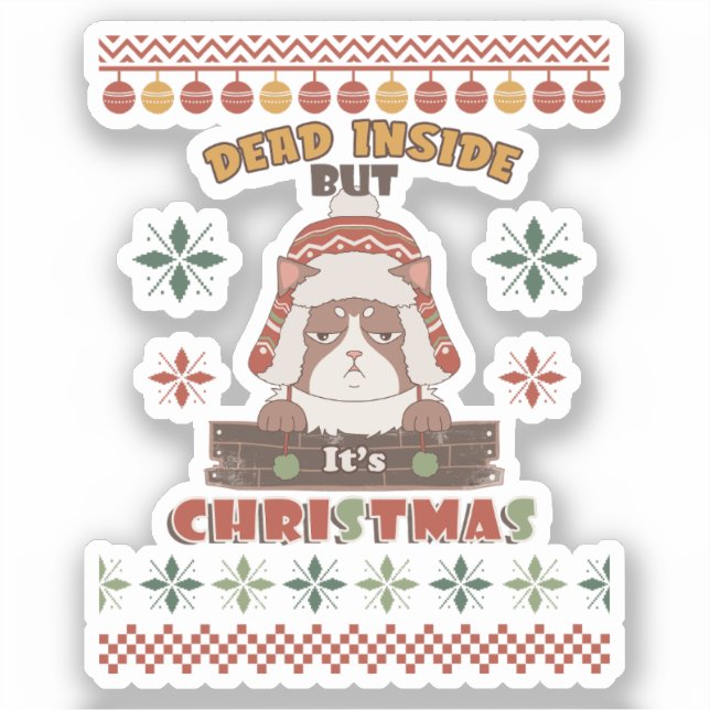 Pegatina Perro de Navidades sarcásticos - Inspirado suéter  (Anverso)