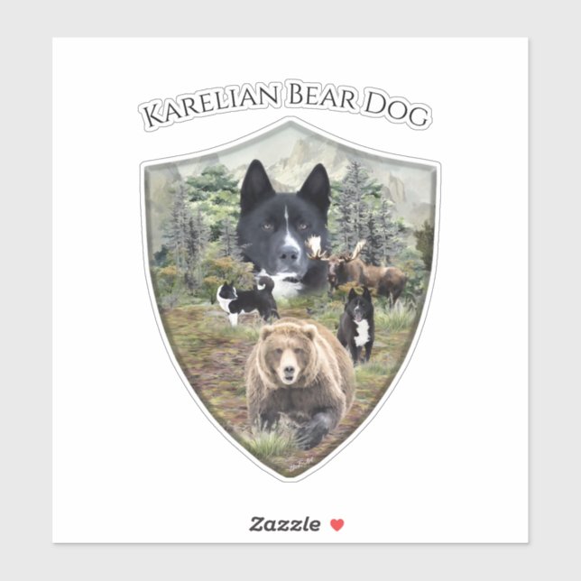 Pegatina Perro de oso de Karelian (Hoja)