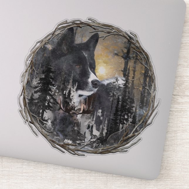 Pegatina Perro de oso de Karelian (Detalle)