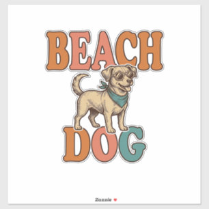 Pegatina Perro de Playa Grabado Vintage Diseño Gráfico_1