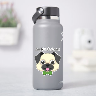 Pegatina Perro de pug feliz lindo con papillón Personaliz
