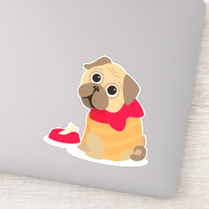 Pegatina Perro de pug lindo de vuelta al arte escolar