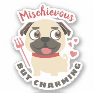 Pegatina Perro de regazo lindo pug malicioso encanto person