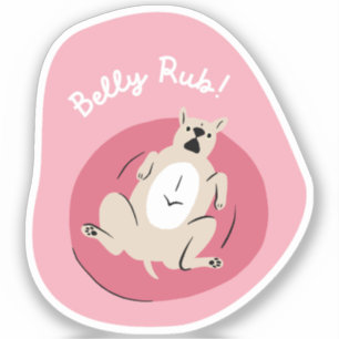 Pegatina Perro divertido "pomposo" retro rosa ilustrado