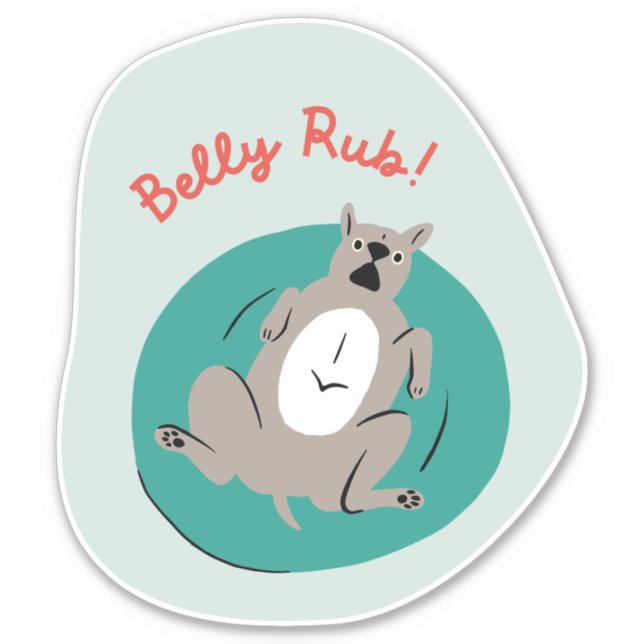 Pegatina Perro divertido "pomposo" retro verde menta ilustr (Anverso)