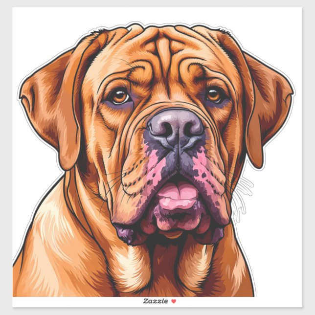 Pegatina Perro Dogue de Bordeaux (Hoja)