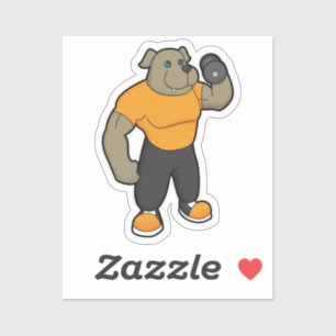 Pegatina Perro en ejercicio con dumbbell