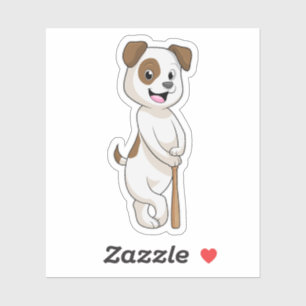 Pegatina Perro en el béisbol con bate de béisbol