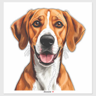Pegatina Perro English Foxhound Expresión Brillante y Feliz