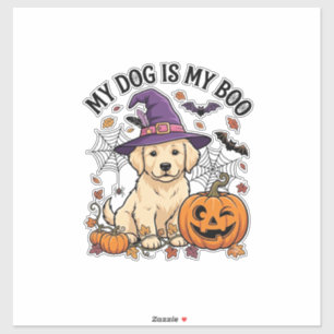 Pegatina Perro Es Boo Halloween Bruja Cachorro Calabaza_1