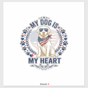 Pegatina Perro Es Corazón Bandera Americana Gafas de sol_1