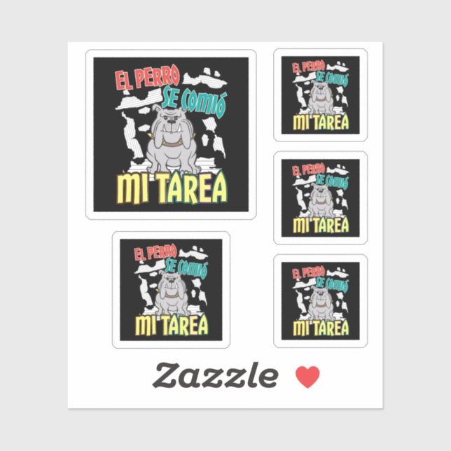Pegatina Perro español comió mi hogar - Perro Tarea (Hoja)