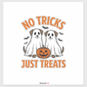 Pegatina Perro Fantasma Divertido Halloween Sin Trucos Solo