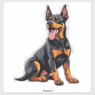 Pegatina Perro Feliz Negro y Castaño