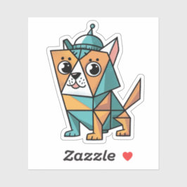 Pegatina Perro geométrico colorido