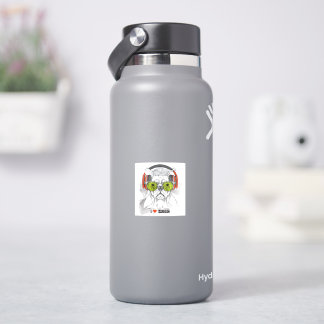 Pegatina Perro Guay con audífonos Botella de agua musical